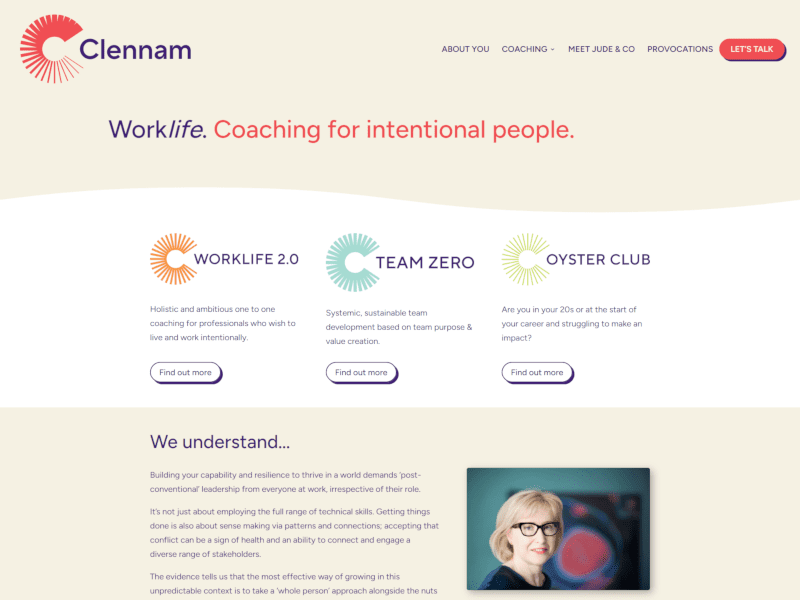 Screenshot of Clennam website
