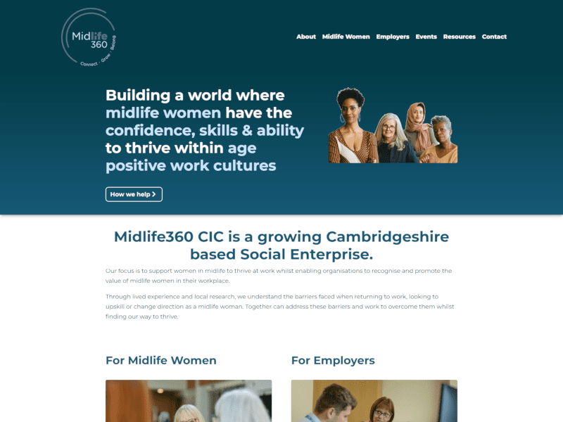 Screenshot of Midlife360 CIC website